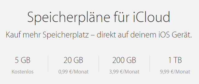 iCloud Preise